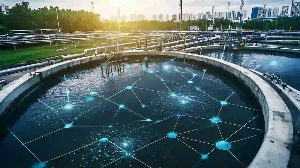 Water treatment facility with network overlay